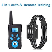 お買い得  犬用トレーニング用品-2 in 1 自動吠え防止 &amp; リモートトレーニング首輪電気 3 モードビープ振動衝撃防水充電式ペットの行動服従トレーニング