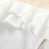 levne Neformální šaty-Děti Dívčí Šaty Pevná barva Dlouhý rukáv Venkovní Ležérní Volány Slátanina Módní Denní Polyester Midi Jaro 7-13 let Bílá