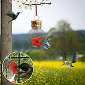 economico birdwatching e fauna selvatica nel cortile-1pc, mangiatoia per colibrì, con porte per l&#039;alimentazione dei fiori, decorazione da giardino pensile per esterni, design trasparente del serbatoio della lampadina, mangiatoie per colibrì portatili,