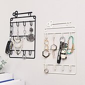 baratos Até 30 $-Organizador de armazenamento de porta-chaves montado em arte de parede de metal com gancho para porta de entrada porta porta jóias cabide de prateleira pendurado abridor de fechadura