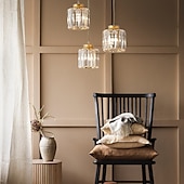 cheap Island Lights-LED Pendant Lights Kitchen Island Crystal Chandeliers 1/3 Head  Modern Farmhouse Foyer Entryway Light Fixtures Ceiling Hanging Globe Over Table Warm White Black/Gold