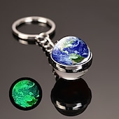 abordables Pendentifs et ornements pour voiture-lune porte-clés système solaire planète porte-clés galaxie nébuleuse espace porte-clés terre soleil mars jupiter saturne image double face boule de verre porte-clés