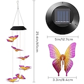 economico Luci paesaggistiche-campanelli eolici solari a led luci esterne luci a farfalla cangianti luci esterne solari impermeabili 6 led campanelli eolici luci ad energia solare per la decorazione di finestre di casa, giardino, patio