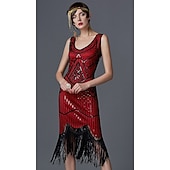 levne Skvělý Gatsby-Retro Řvoucí 20s 20. léta 20. století Bubenové šaty Šaty Úbory Velký Gatsby Flitry Třásně Maškarní kostým Dámské Večírek Plesová maškaráda Dospělé Šaty Rukavice Punčocháče Jaro léto Celý rok