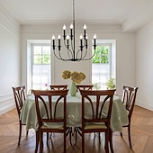 cheap Chandeliers-Chandelier 6-Light Modern Farmhouse Chandelier Wrought Iron Classic Candle Ceiling Pendant Light Fixture for Dining Room Living Room Kitchen Island Entry Stairwell, Dia 26&quot; 110-240V