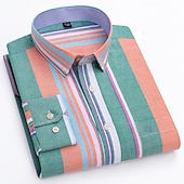 preiswerte Oxford-Hemden für Herren-Herren Oberhemd Gestreiftes Hemd Hemd Bügelfreies Hemd Oxford Hemd Kariert / Gestreift / Chevron Hochzeit Büro &amp; Karriere Hellblau Dunkelrot Rote Dunkelmarine Langarm Hemdkragen Ganzjährig Bekleidung