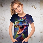 levne 3D zvířata dívky-Dívčí 3D Grafika Zvíře Dinosaurus Tričko Košilky Krátký rukáv 3D tisk Léto Jaro Aktivní Módní Šik ven Polyester Děti 3-12 let Venkovní Ležérní Denní Běžný