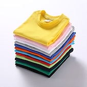 halpa T-paidat ja muut paidat-Lapset Poikien T-paita Tee Yhtenäinen väri Lyhythihainen Crewneck 100% puuvilla Lasten toppi Koulu Neutraali Päivittäin Perus Kesä Vaalean sininen 3-13 vuotta