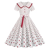 olcso Ruhák-Pöttyös Retró 1950-es Egy vonalú ruha Rockabilly Swing ruha Pöttyös Női Alkalmi / Napi Lánybúcsú Felnőttek Ruha Hazatérő ruhák