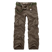 billiga Cargobyxor-Herr Militärbyxor Cargo byxor Långbyxor Fallskärmsbyxor Flera fickor Ensfärgat Fullängd Arbete Utekväll Bomull Mode Streetwear Gräsarmégrön Jordnära grön Microelastisk