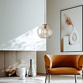 cheap Island Lights-20 cm Single Design Pendant Light Glass Glass Electroplated Vintage Nordic Style 110-120V 220-240V