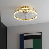 cheap Ceiling Fan Lights-Ceiling Fan with Light Dimmable Circle Design Crystal 50cm 6 Wind Speeds Modern Ceiling Fan for Bedroom, Living Room App &amp; Remote Control 110-240V