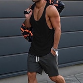 preiswerte Fitness Tank-Tops-Herren Tank Top Weste Unterhemd Ärmelloses Shirt Ärmellos Rundhalsausschnitt Sommer Einfarbig Mode Lässig Bequem Straße Täglich Ferien Schwarz Weiß Gelb Top T-Shirt für Herren
