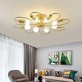 preiswerte Dimmbare Deckenleuchten-LED-Deckenleuchte, 6/8-flammig, dimmbar mit Fernbedienung, Unterputz-Deckenleuchte, Acryl-Lampenschirm, Kronleuchter, Schlafzimmer, Wohnzimmer, Blumenform, Schwarz/Weiß, 110–240 V
