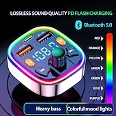 cheap Bluetooth Car Kit/Hands-free-Car Bluetooth 5.0 FM Transmitter Wireless Audio Receiver Car MP3 Player 18W PD Fast Charger(1pc)
