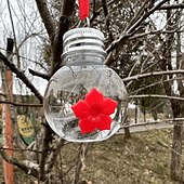 economico birdwatching e fauna selvatica nel cortile-1pc, mangiatoia per colibrì, con porte per l&#039;alimentazione dei fiori, decorazione da giardino pensile per esterni, design trasparente del serbatoio della lampadina, mangiatoie per colibrì portatili,