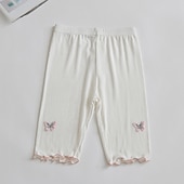 cheap Bottoms-Kids Girls&#039; Leggings Butterfly Active Outdoor 7-13 Years Summer Silver Black White