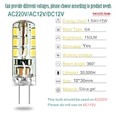 رخيصةأون أضواء LED ثنائي الدبوس-10 قطعة G4 ثنائية دبوس مصباح ليد لمبة 3 واط 24LED SMD 2835 ما يعادل لمبة هالوجين 30 واط أبيض دافئ 3000 كيلو ضوء النهار الأبيض 6000 كيلو 360 درجة زاوية الشعاع وميض مجاني DC12V AC220V AC110V