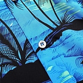 olcso Trópusi növények-Férfi Virágos Kókuszfa Busz Ing Hawaii ing Aloha ing Rövid ujjú Ing Térfogatcsökkenés Divat Utcai sikk Dizájn Szabadtéri Utca Hétköznapi Fekete Sárga Sötétkék S M L