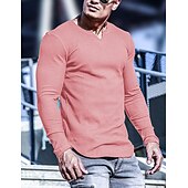 preiswerte Geripptes Strick-T-Shirt-Herren T Shirt Geripptes Strick-T-Shirt T-Shirt Langarmshirt Langarm V Ausschnitt Sommer Einfach Grubenstreifen Mode Designer Basic Stricken Urlaub Straße Ausgehen Schwarz Weiß Rosa Top T-Shirt für