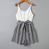 baratos Vestidos Casuais-Mamãe e eu Macacão Listra Ao ar livre Frente Única Cinzento Sem Manga Mini Férias Roupas Combinando