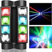 tanie Oświetlenie sceniczne-7-gwiazdkowa ruchoma głowa DJ-a – oświetlenie imprezowe do wnętrz, 8 wiązek, diody LED RGBW, 4 w 1, tryby DMX/dźwięk/automatyczne, idealne na wesela, karaoke i pokazy świetlne dyskotekowe