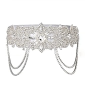 economico Accessori e altro-Copricapo flapper anni '20 fascia ruggente anni '20 grande fascia gatsby catena per accessorio per capelli vintage da donna (a-argento)