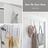 cheap Over Door Hook-8pcs Over The Door Hooks Heavy Duty Stainless Steel Hanger Organizer For Living Room Bathroom Bedroom Kitchen Hanging Clothes Towels Hats Coats Bags