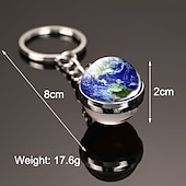 abordables Pendentifs et ornements pour voiture-lune porte-clés système solaire planète porte-clés galaxie nébuleuse espace porte-clés terre soleil mars jupiter saturne image double face boule de verre porte-clés