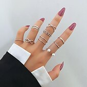 economico Anelli-Donna Anello Matrimonio geometrico Argento Oro Cromo Mini Punk Personalizzato Moda 9 pezzi