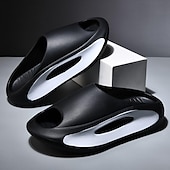 cheap Casual Sandals-Men&#039;s White Slide Sandals with Red Cutout Design – Lightweight and Comfortable Slip-On Footwear for Casual and Summer Wear
