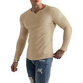 preiswerte Geripptes Strick-T-Shirt-Herren T Shirt Geripptes Strick-T-Shirt T-Shirt Langarmshirt Langarm V Ausschnitt Sommer Einfach Grubenstreifen Mode Designer Basic Stricken Urlaub Straße Ausgehen Schwarz Weiß Rosa Top T-Shirt für