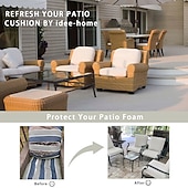 abordables Funda para Cojines de Patio-2 fundas de cojín para patio, 100 % impermeables, para sofá de exterior, de mimbre, funda de asiento de sofá impermeable, funda de silla de mimbre Oxford, protector de muebles