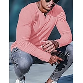 preiswerte Geripptes Strick-T-Shirt-Herren T Shirt Geripptes Strick-T-Shirt T-Shirt Langarmshirt Langarm V Ausschnitt Sommer Einfach Grubenstreifen Mode Designer Basic Stricken Urlaub Straße Ausgehen Schwarz Weiß Rosa Top T-Shirt für
