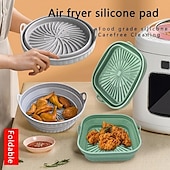 abordables Barbacoa y cocina al aire libre-1 alfombrilla para freidora de aire, bandeja para hornear, alfombrilla multifuncional de silicona para parrilla, freidora de aire reutilizable de alta temperatura, bandeja para hornear de silicona,