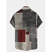 ieftine Model Geometric-Bărbați Tartan / Carouri Model Geometric Epocă Cămașă Camașă cu nasturi Manșon scurt Modă Designer Casual Vacanță Zilnic Ieșire Primavara vara Răsfrânt Imprimeu Albastru Verde Galben Albastru piscin