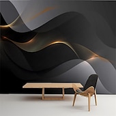 economico Carta da parati-sfondi fantastici astratto nero carta da parati murale geometrico 3d decorazione della casa rivestimento murale astratto contemporaneo, tela pvc/materiale vinilico adesivo richiesto murale,
