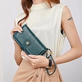 economico Portafogli-Portafoglio da donna in similpelle con blocco RFID – pochette con cerniera di grande capacità con 24 slot per carte e cinturino da polso