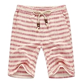 cheap Classic-Men&#039;s Shorts Summer Shorts Beach Shorts Drawstring Elastic Waist Straight Leg Stripe Plaid Checkered Comfort Breathable Short Casual Daily Holiday Fashion Classic Style Black Red