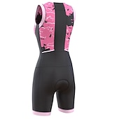 economico Abbigliamento Triathlon Donna-Per donna Tuta da triathlon Senza maniche Ciclismo da montagna Cicismo su strada Rosa scuro Giallo Rosa Pop art Bicicletta Traspirante Asciugatura rapida Elastene Gli sport Pop art Fantasia geometrica