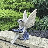 cheap Garden Sculptures&amp;Statues-Fairy Statue,Fairy Angel Crafts, Resin Garden Sculpture Butterfly Wings Flower Elf Outdoor Decoration, For Home Decor Patio Lawn