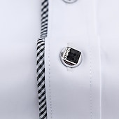preiswerte Button-Down-Hemden für Herren-Herren Oberhemd Hemd Farbblock Büro &amp; Karriere Ausgehen Weiß Marineblau Langarm Umlegekragen Frühling Sommer Bekleidung