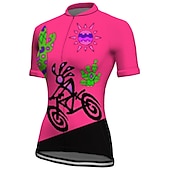 billiga Tröjor för kvinnor-Dam Cykeltröja Kortärmad Cykel Tröja Överdelar med 3 bakfickor Bergscykling Vägcykling Andningsfunktion Snabb tork Fuktabsorberande Reflexremsa Violett Gul Rosa Grafisk sporter Kläder