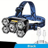 Недорогие Фары головного света-USB перезаряжаемый 5 светодиодный налобный фонарь 4 режима работы головной водонепроницаемый фонарь для кемпинга, рыбалки, бега, езды