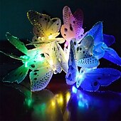 billige Solstrengelys-rgb solenergi sommerfugl optisk fiber fe string lampe vanntett utendørs hage ferie dekorasjon lampe bursdagsfest atmosfære lampe hage plen dekorasjon lampe