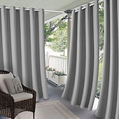 cheap Waterproof Curtains-Waterproof Outdoor Curtain Privacy, Sliding Patio Curtain Farmhouse Drapes, Pergola Curtains Grommet For Gazebo, Balcony, Porch, Party, Hotel, 1 Panel