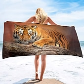 billiga set med strandhanddukar-1st stora tjocka badduschhanddukar 3d vit tigerdesign bomull strandhandduk för kvinnor män reser sim yogafilt