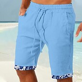 baratos Feriado-Homens Calção Shorts de verão Shorts de praia Patchwork Com Cordão Cintura elástica Tecido Conforto Respirável Curto Casual Diário Feriado Moda Estilo Clássico Branco Rosa