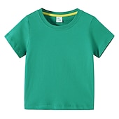 halpa T-paidat ja muut paidat-Lapset Poikien T-paita Tee Yhtenäinen väri Lyhythihainen Crewneck 100% puuvilla Lasten toppi Koulu Neutraali Päivittäin Perus Kesä Vaalean sininen 3-13 vuotta