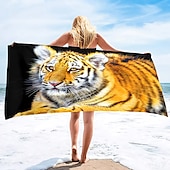 billiga set med strandhanddukar-1st stora tjocka badduschhanddukar 3d vit tigerdesign bomull strandhandduk för kvinnor män reser sim yogafilt